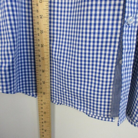 Tailorbyrd Men's Gingham Cotton Stretch Long Sleeve Shirt L Navy Sporty 256 - Picture 10 of 11